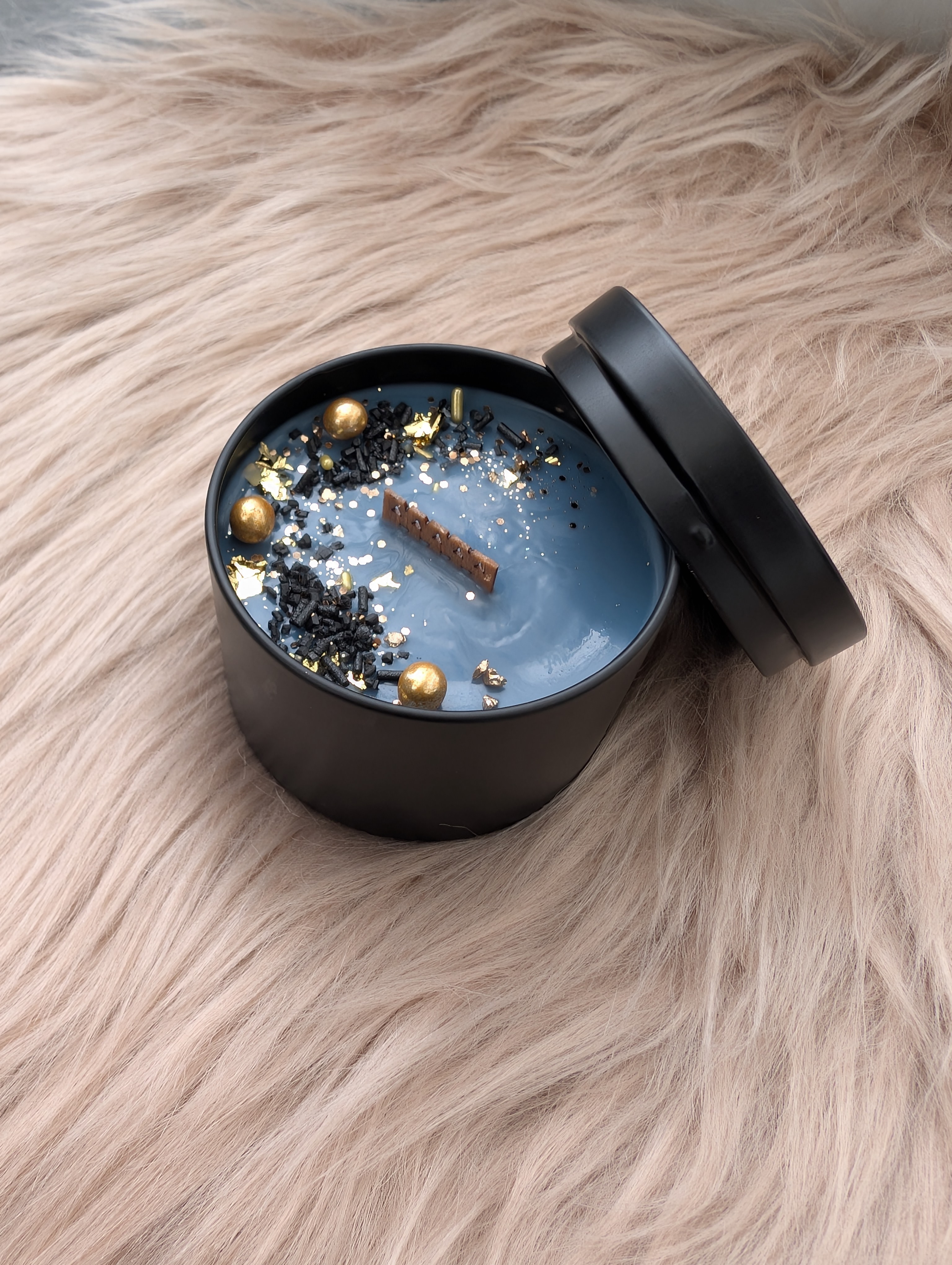 Duftkerze Frische Baumwolle & Meersalz  mit Holzdocht Knisterdocht– Handgegossene Sojawachs Kerze 