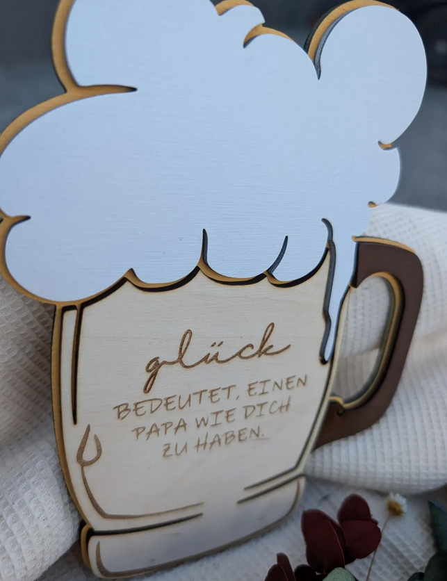 Bierkrug aus Holz | Geschenk für Papa | Vatertag