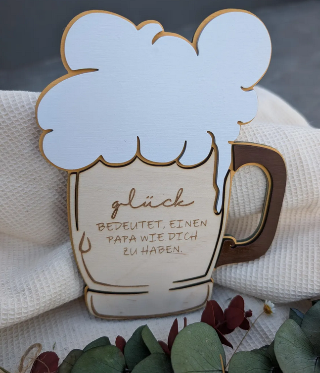 Bierkrug aus Holz | Geschenk für Papa | Vatertag