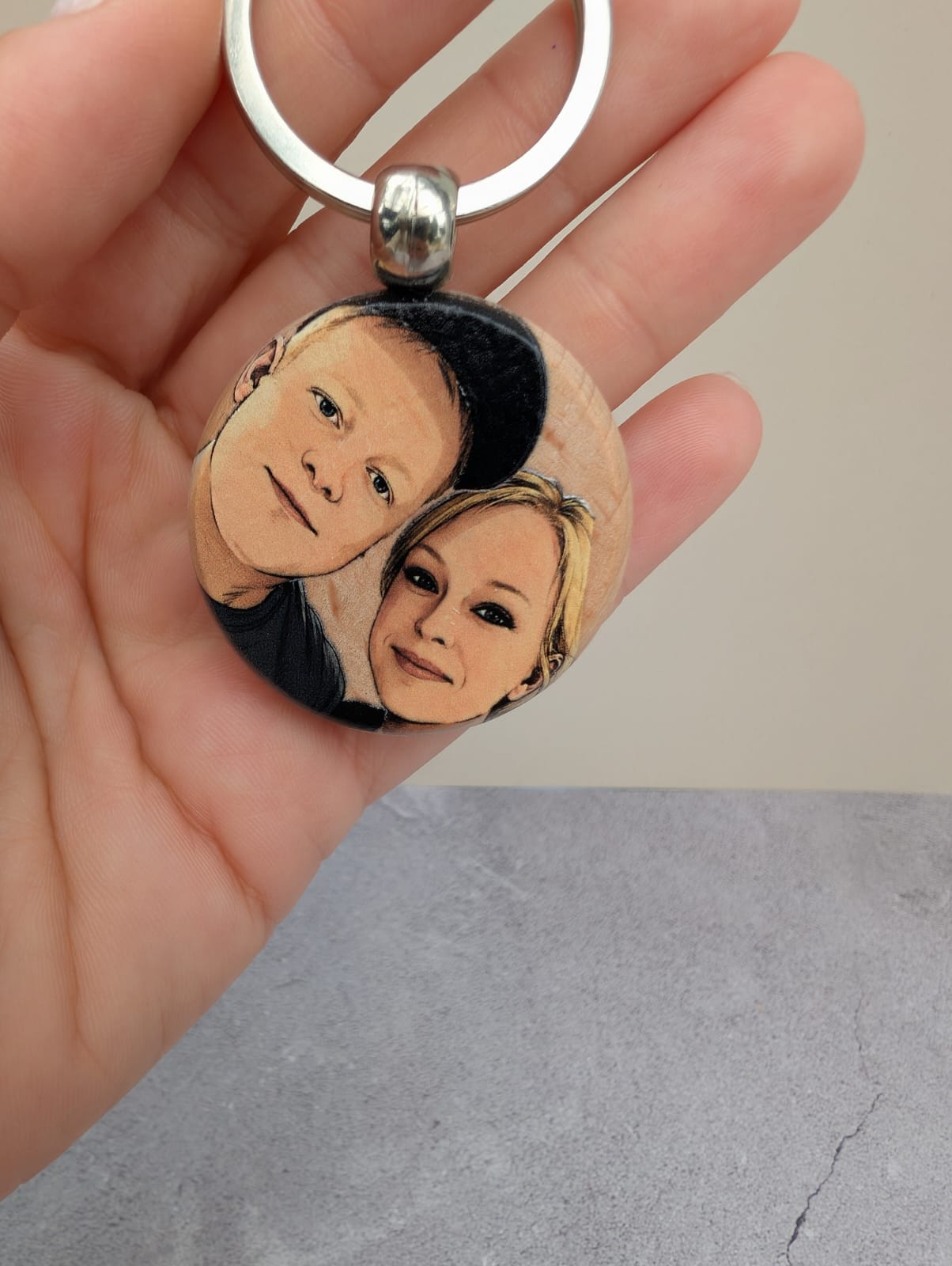 Personalisierter Schlüsselanhänger mit Foto aus Holz ❤️ 