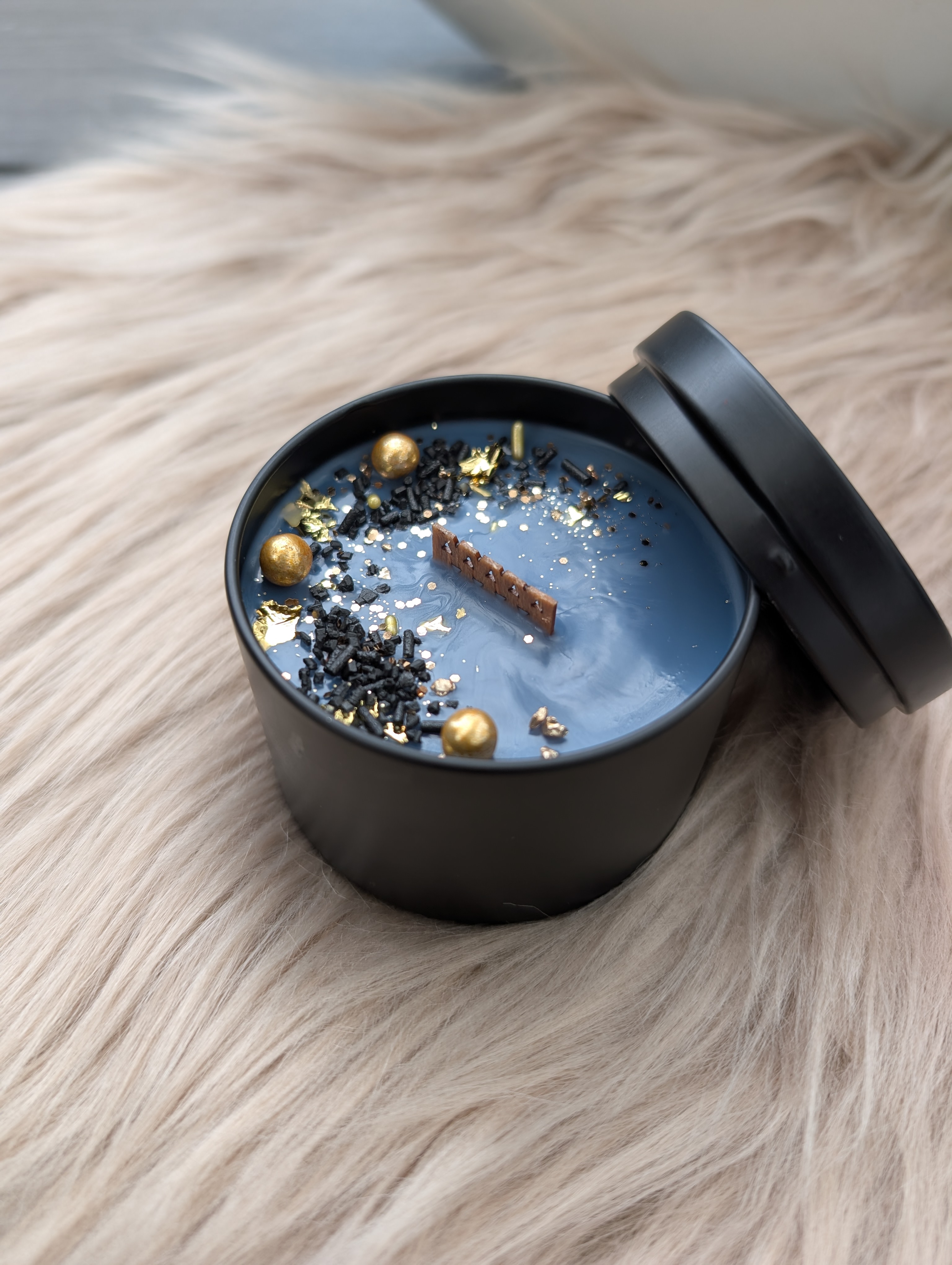 Duftkerze Frische Baumwolle & Meersalz  mit Holzdocht Knisterdocht– Handgegossene Sojawachs Kerze 