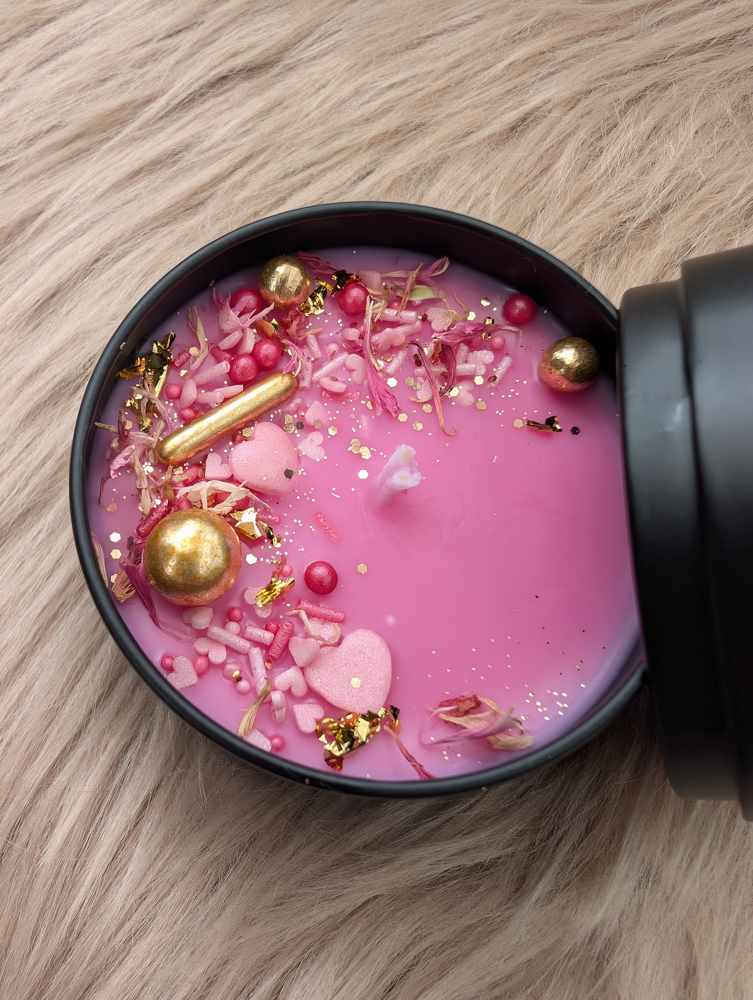 Duftkerze gefrostete Himbeere aus Sojawachs – handgegossen mit Baumwolldocht 