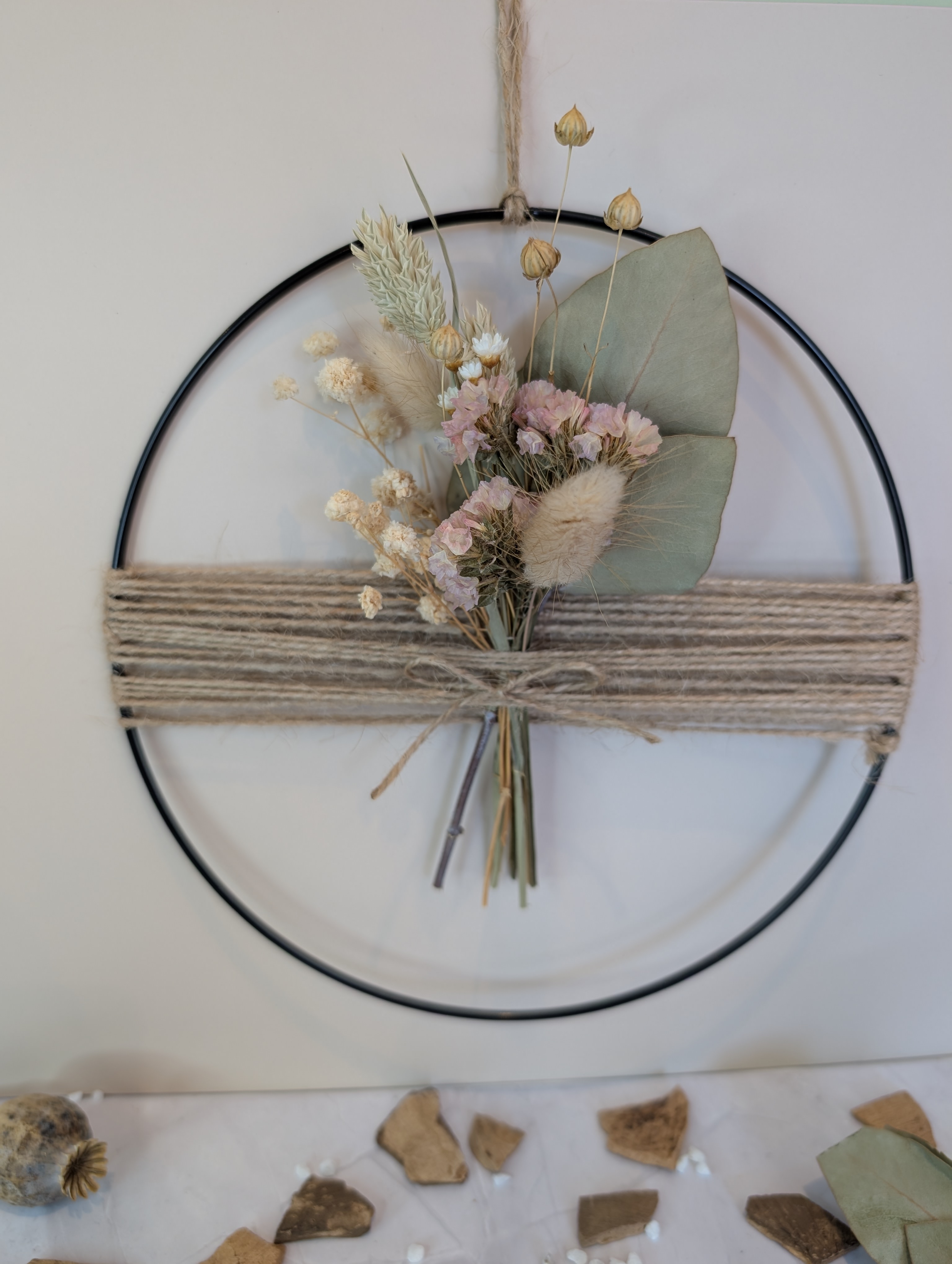 Trockenblumenring 25 cm – Boho Wanddeko mit Trockenblumen – Metallring Deko, Geschenkidee, natürliche Wanddeko