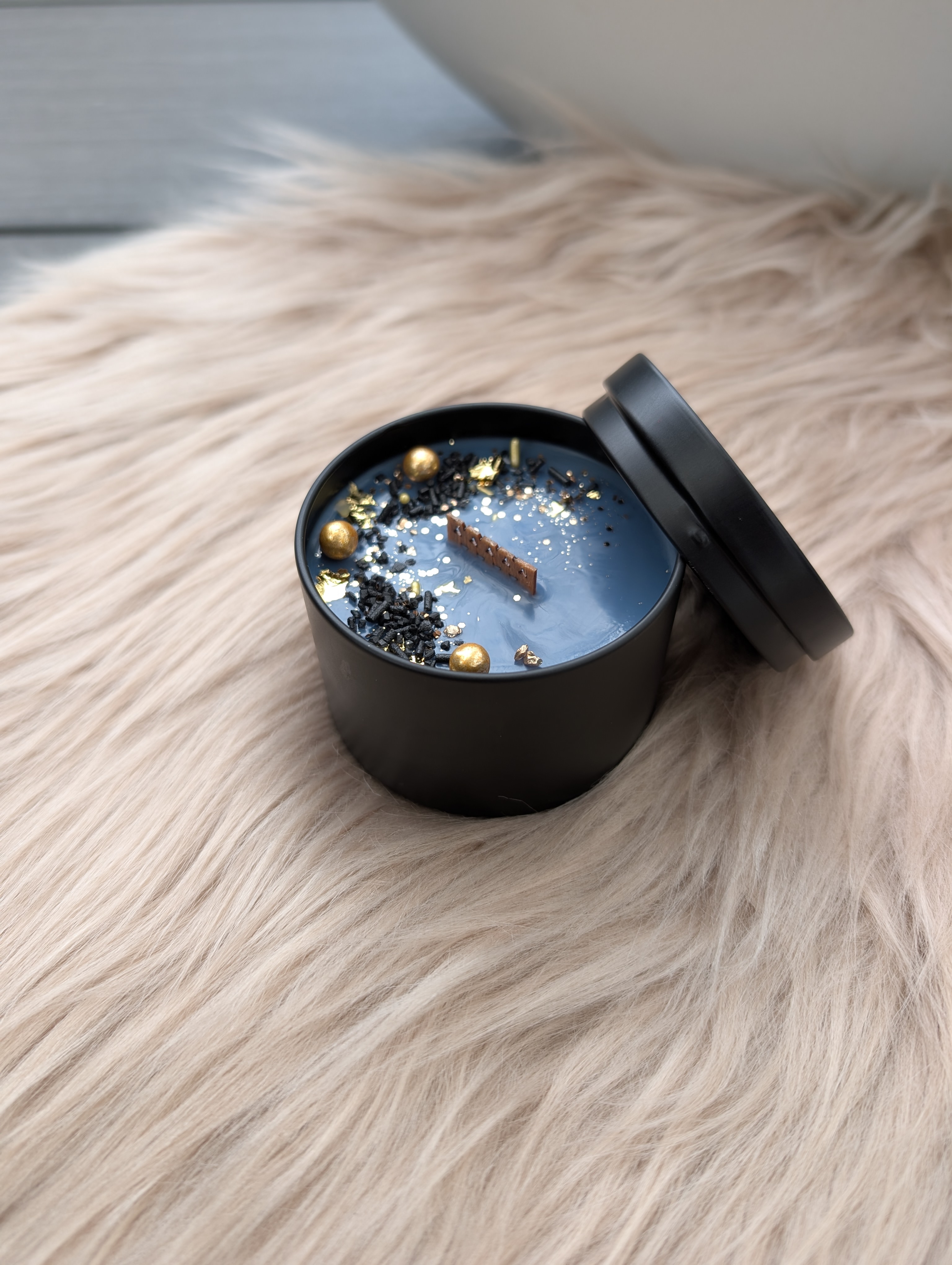 Duftkerze Frische Baumwolle & Meersalz  mit Holzdocht Knisterdocht– Handgegossene Sojawachs Kerze 