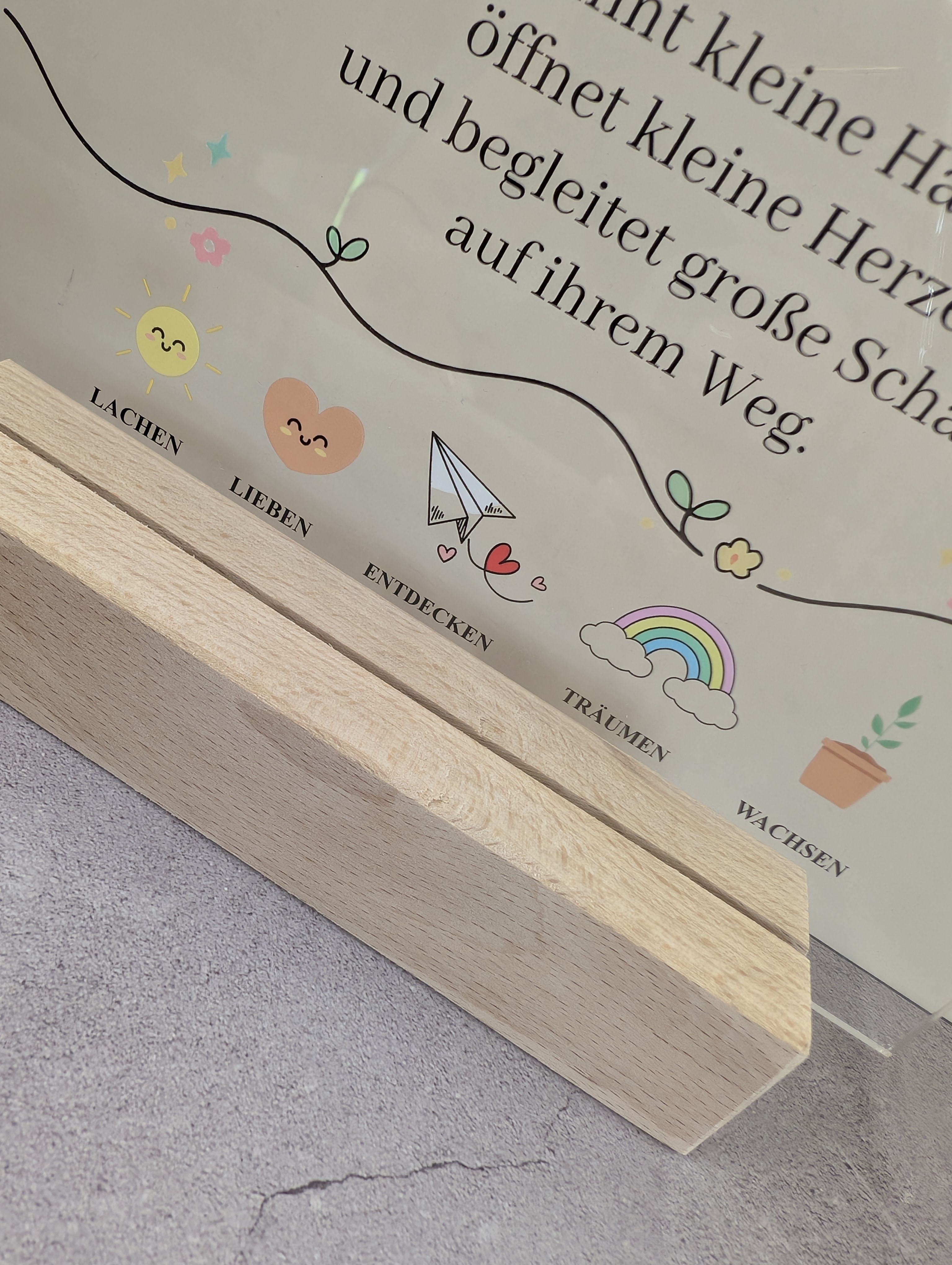 Geschenk für Erzieherin – Acryl-Aufsteller „Eine Erzieherin“ mit Holzsockel | Dankeschön Kita