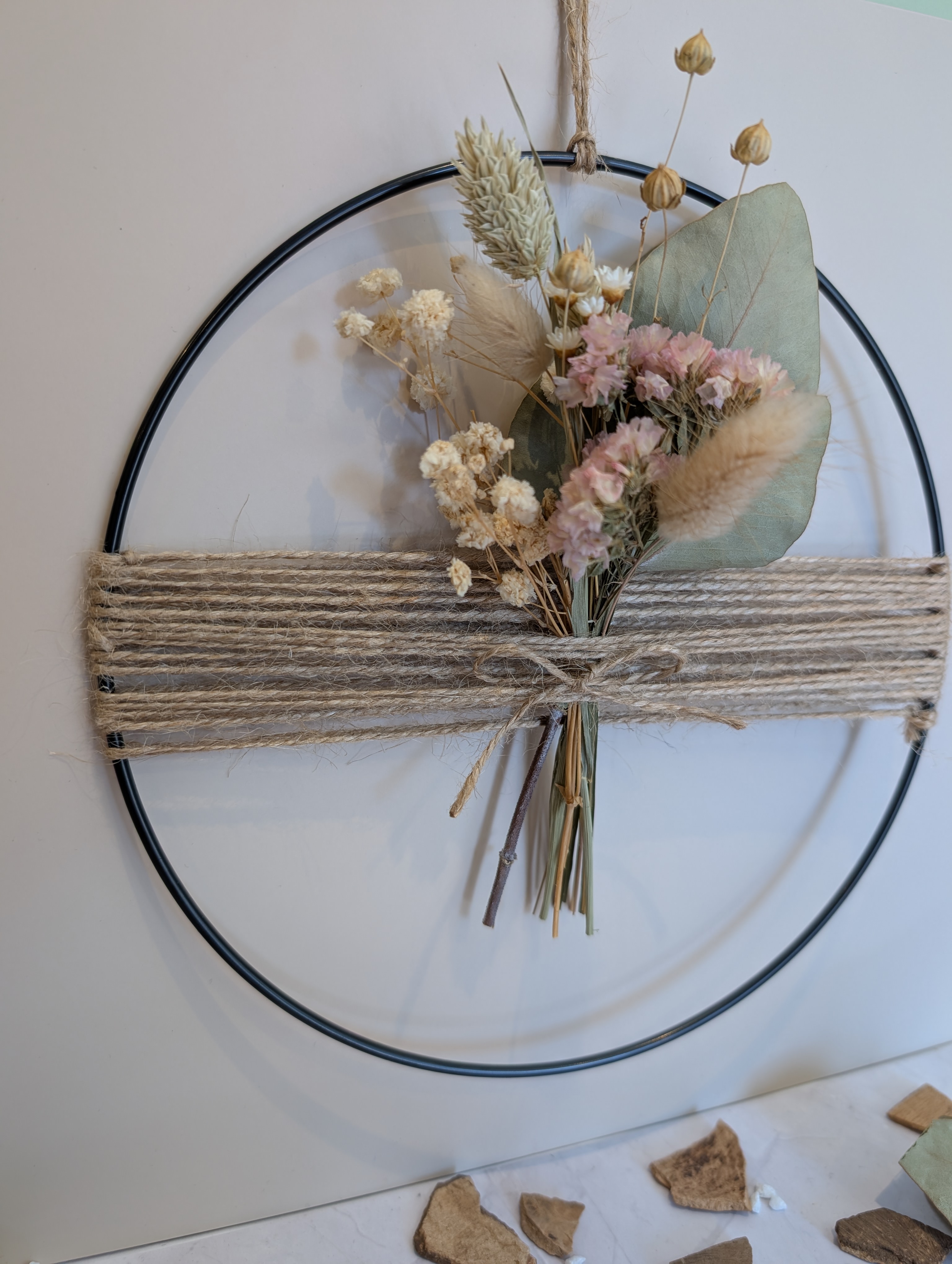 Trockenblumenring 25 cm – Boho Wanddeko mit Trockenblumen – Metallring Deko, Geschenkidee, natürliche Wanddeko