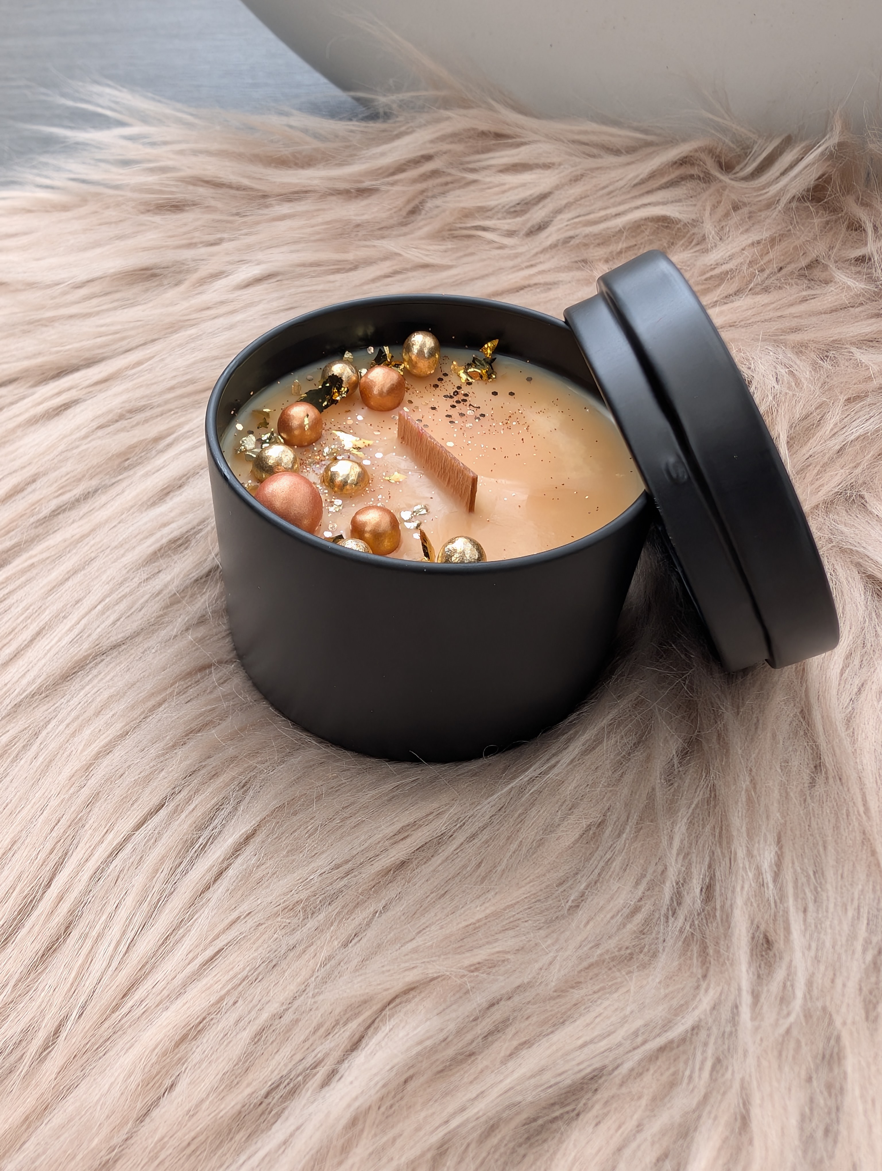 Duftkerze Vanille Toffee aus Sojawachs – handgegossen mit Holzdocht, Geschenkidee