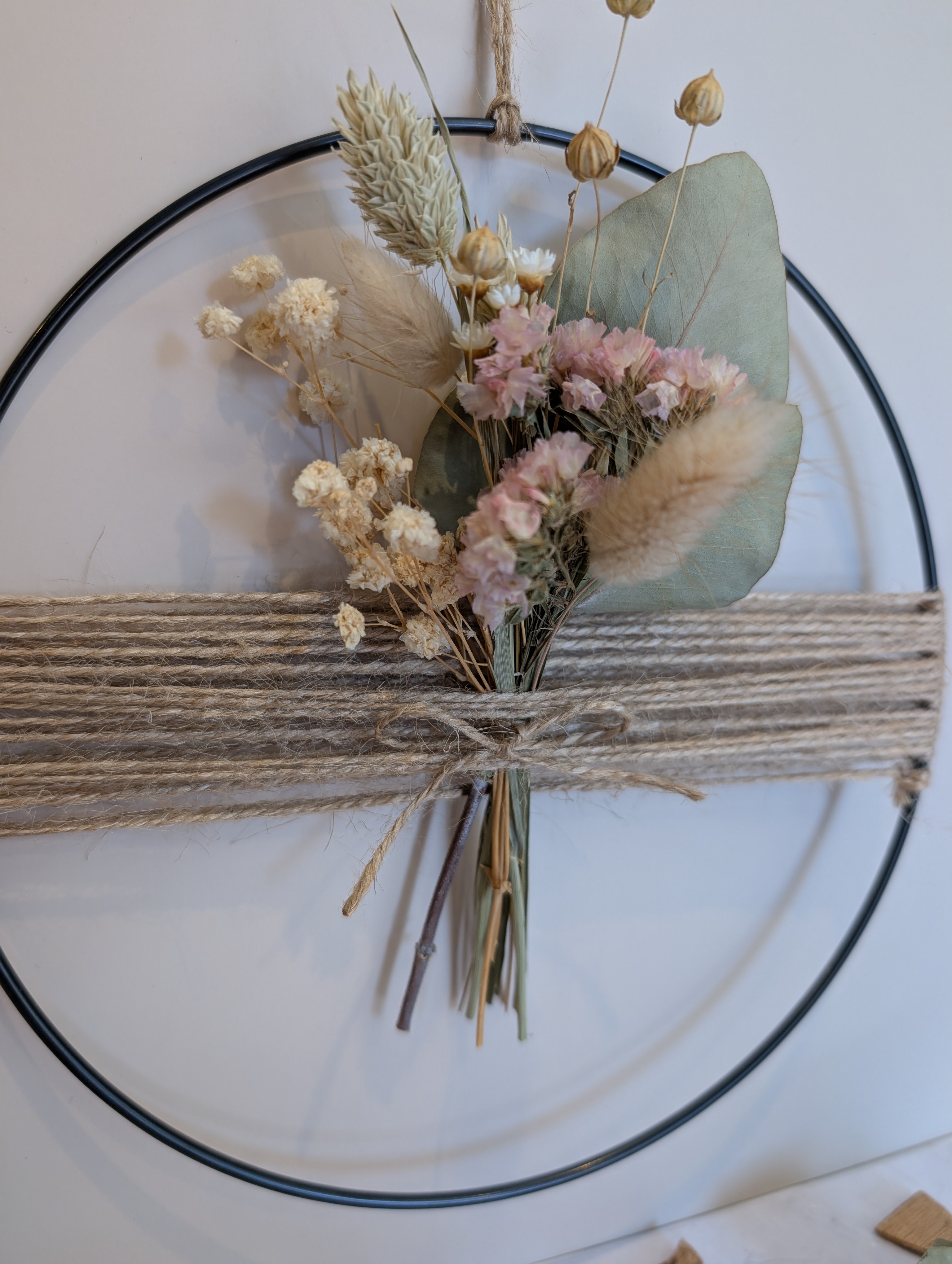 Trockenblumenring 25 cm – Boho Wanddeko mit Trockenblumen – Metallring Deko, Geschenkidee, natürliche Wanddeko