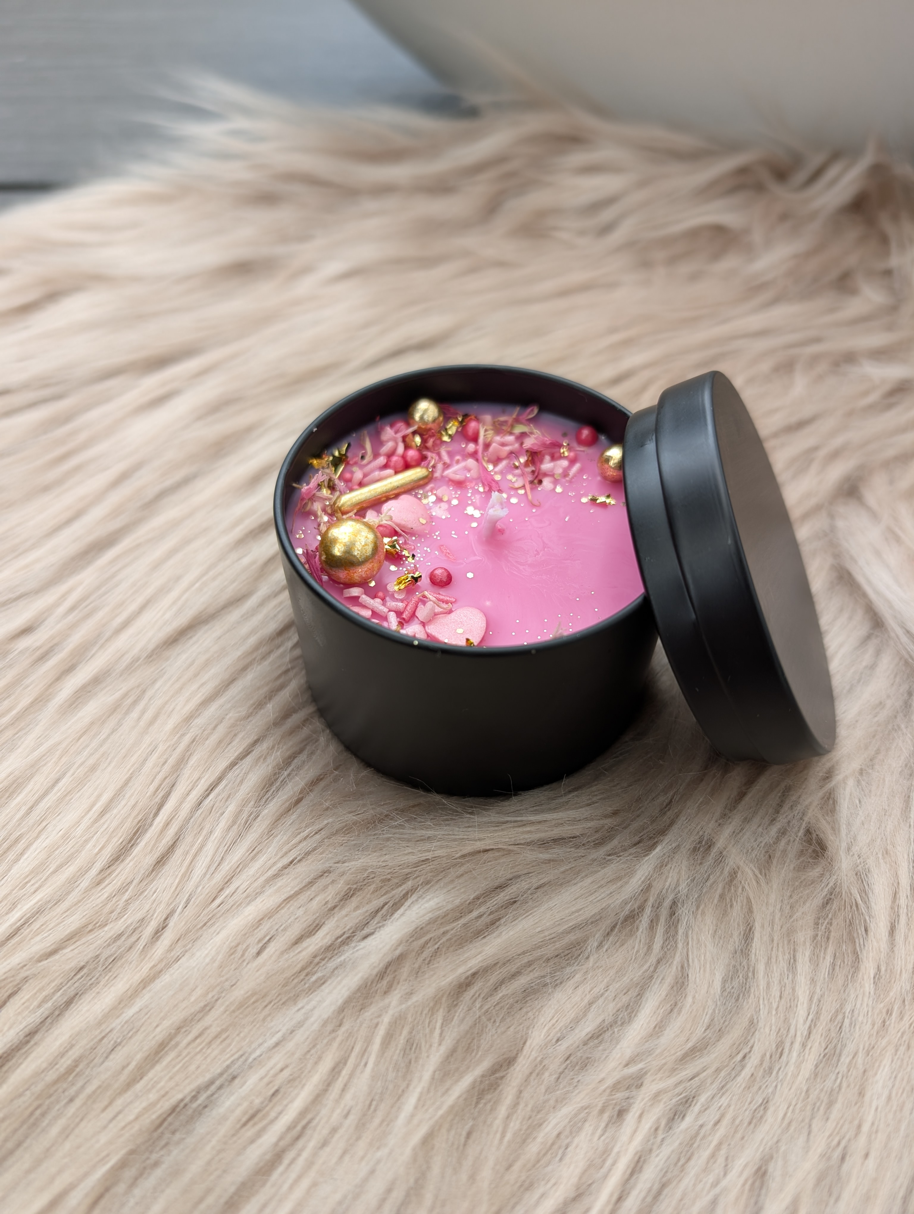 Duftkerze gefrostete Himbeere aus Sojawachs – handgegossen mit Baumwolldocht 