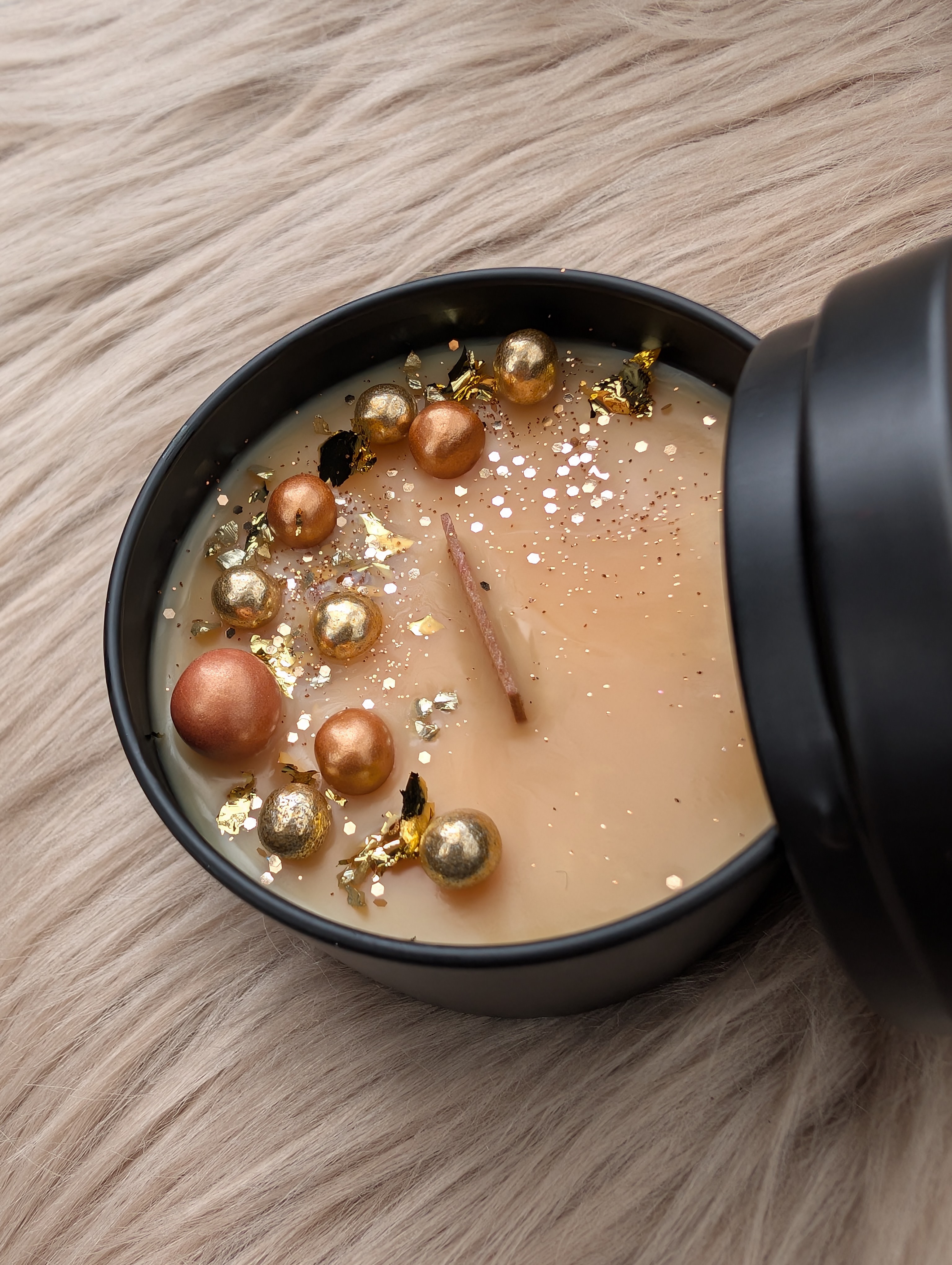 Duftkerze Vanille Toffee aus Sojawachs – handgegossen mit Holzdocht, Geschenkidee