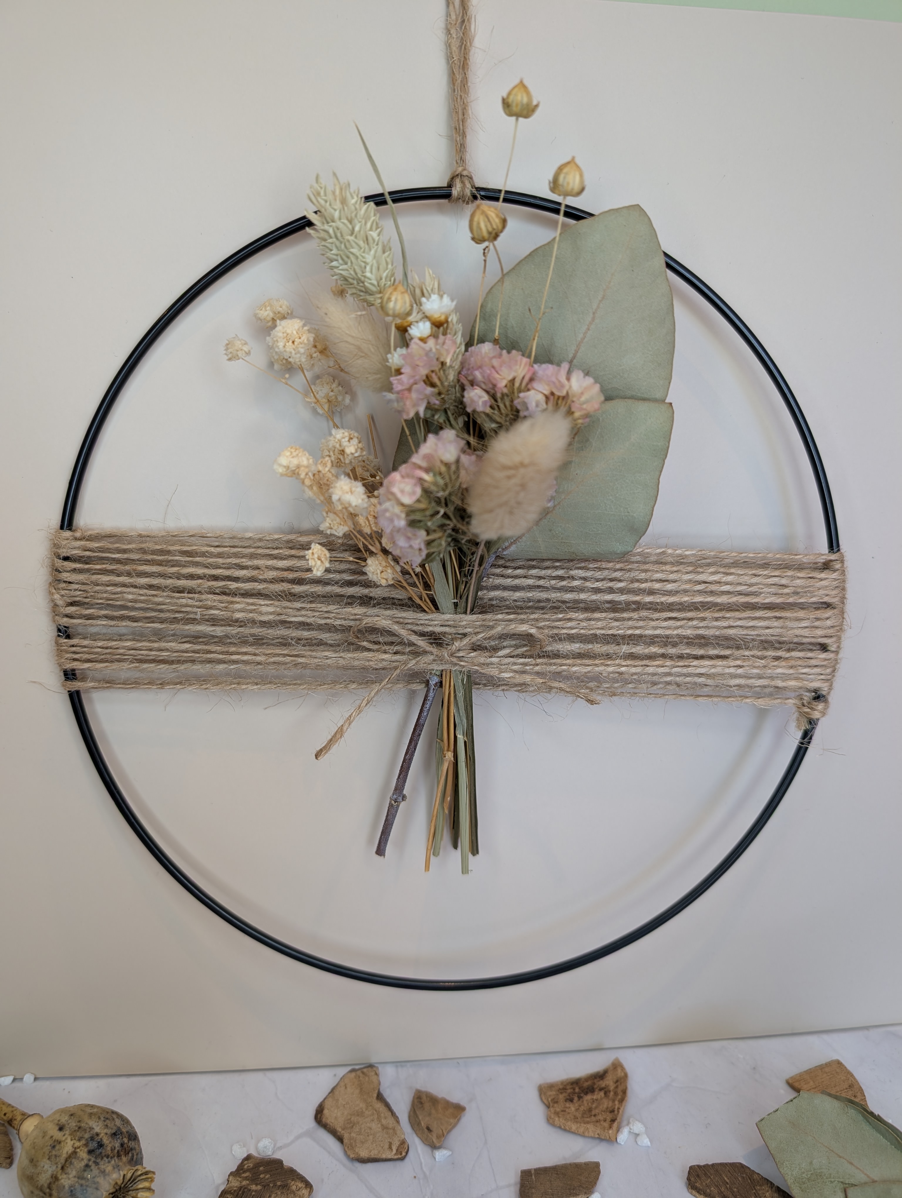 Trockenblumenring 25 cm – Boho Wanddeko mit Trockenblumen – Metallring Deko, Geschenkidee, natürliche Wanddeko