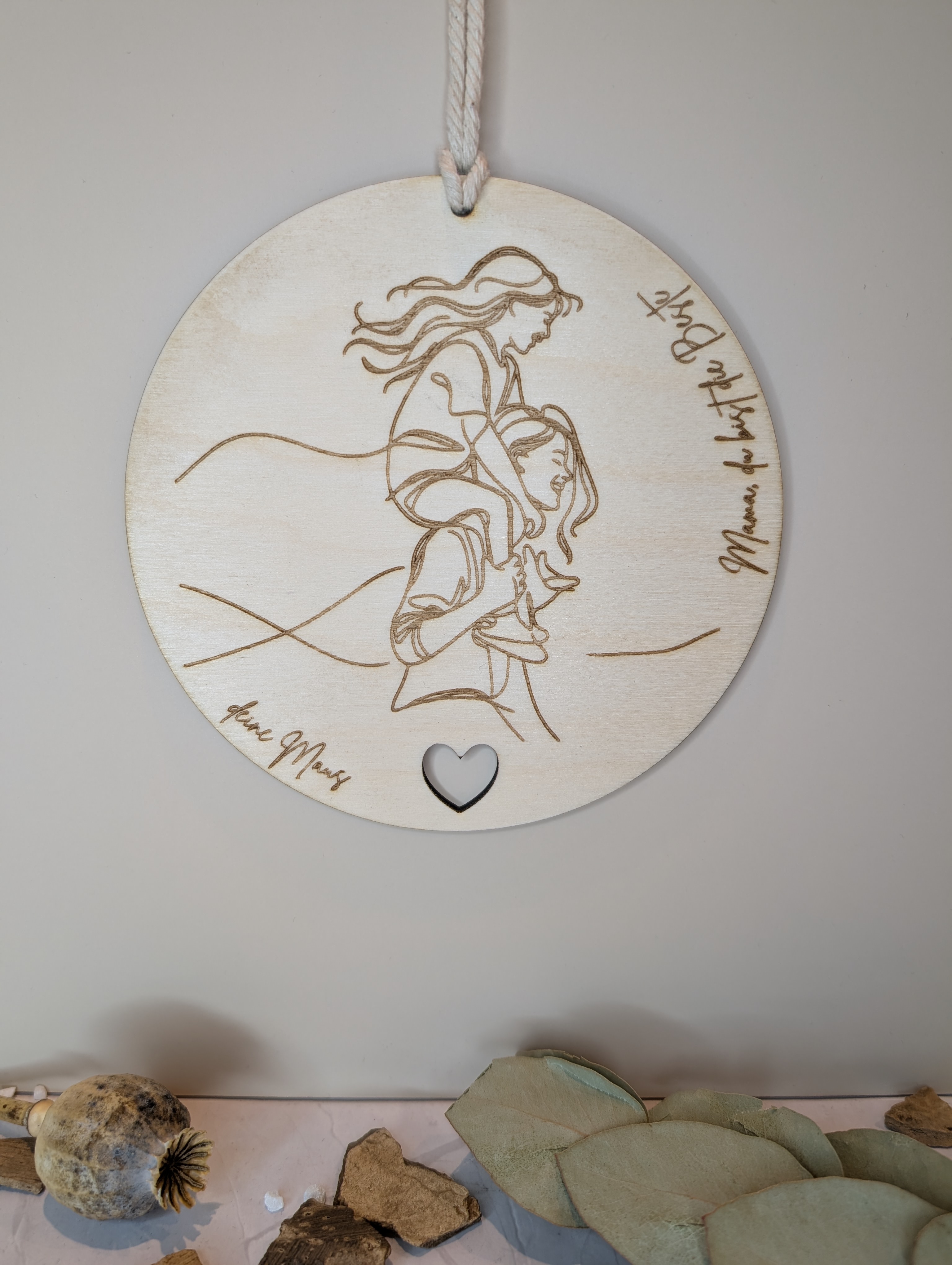 Personalisiertes Holzschild Mama & Kind 20 cm – Geschenk für Mutter, Geburt & Familie