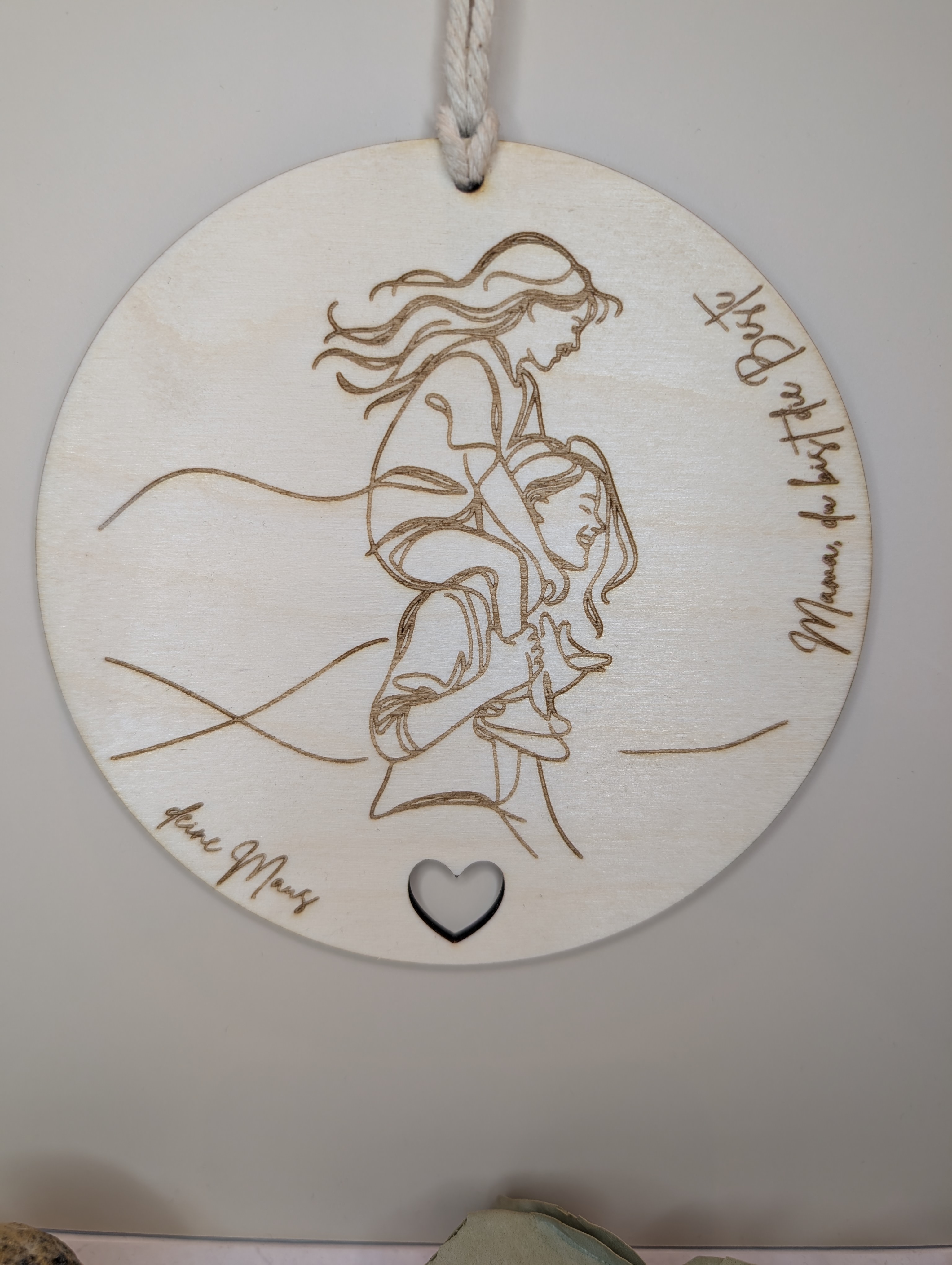 Personalisiertes Holzschild Mama & Kind 20 cm – Geschenk für Mutter, Geburt & Familie